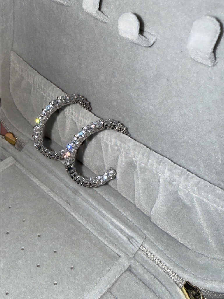 T.J.Maxx Silver Crystal Hoop Earrings